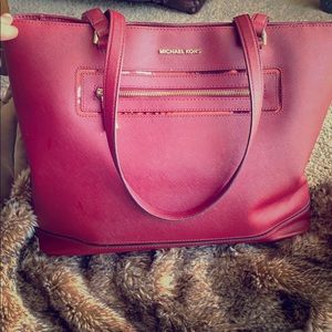 Michael Kors deep red tote with matching wallet